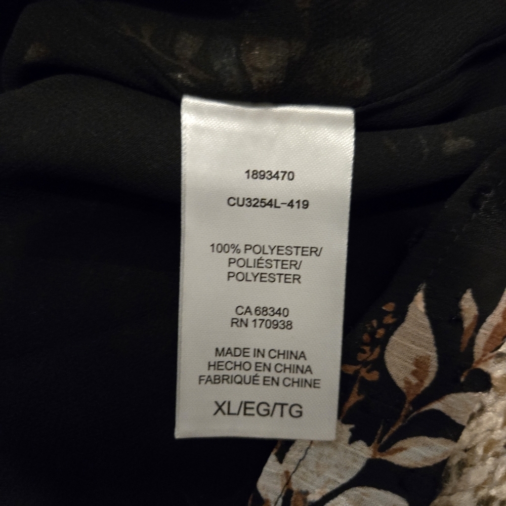 Hilary Radley Women's Floral Print Blouse Black Size XL - Picture 9 of 11